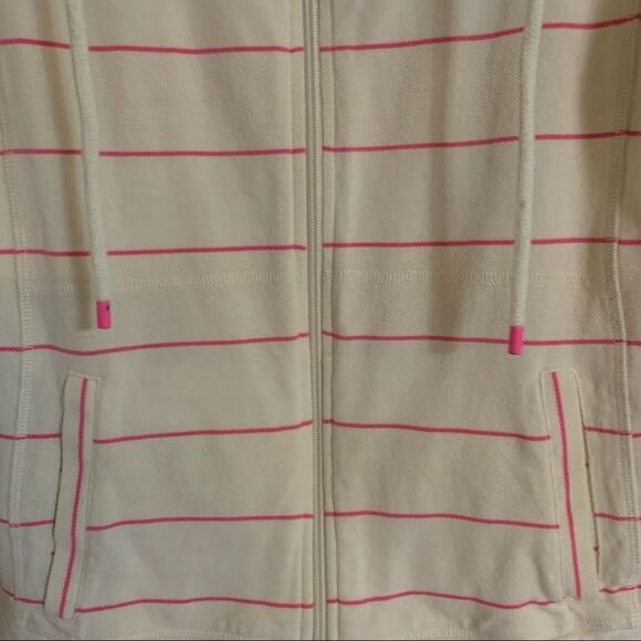 Talbots Ivory & Pink Striped Zip Up Lightweight Jacket - Size Small P - Picture 5 of 8
